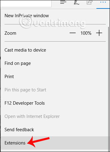 Cài đặt tiện ích trênEdge 