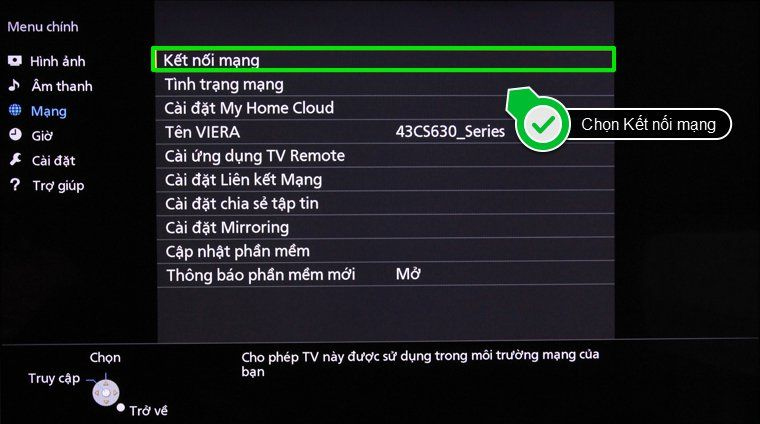 Kết nối mạng cho tivi Panasonic