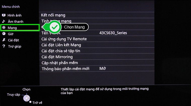 Thiết lập mạng cho tivi Panasonic