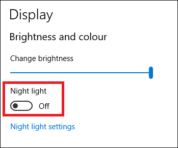 Bật tắt chế độ Night Light