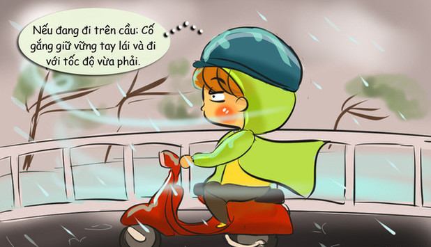 Lưu ý khi đi xe máy ngày mưa bão