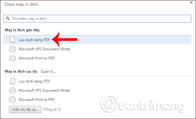 Lưu trang web dưới file PDF