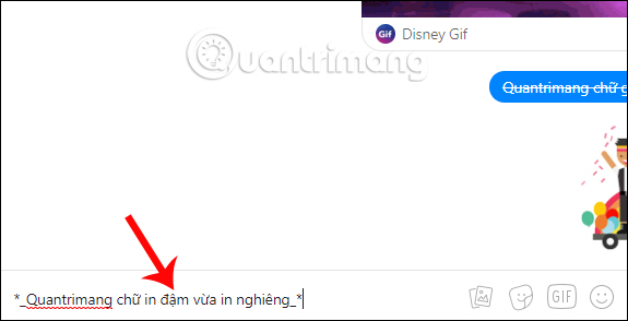 Cú pháp chữ in đậm vừa in nghiêng Messenger