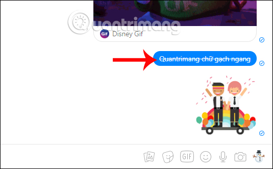 Chat chữ gạch ngang Messenger