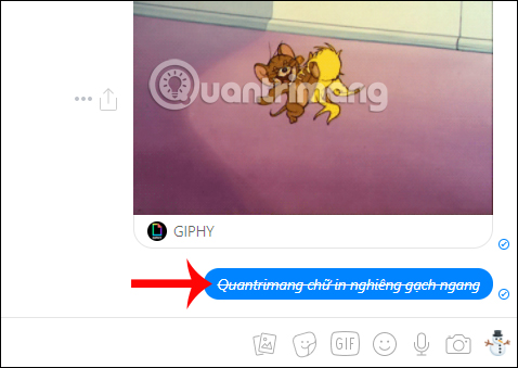Chữ vừa gạch ngang vừa in nghiêng Messenger