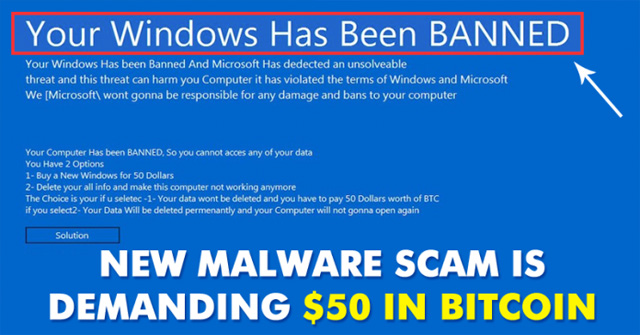 Thông báo từ ransomware “Your Windows has been banned”