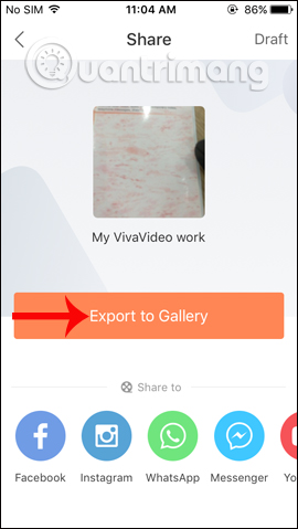 Xuất video xuống thư viện