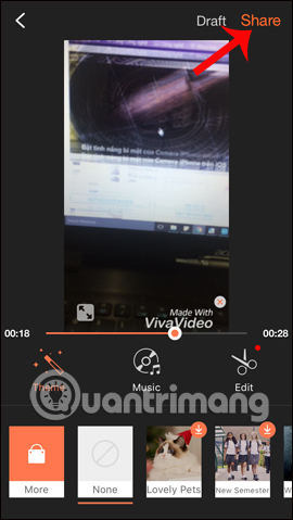 Chia sẻ video sau khi cắt ghép