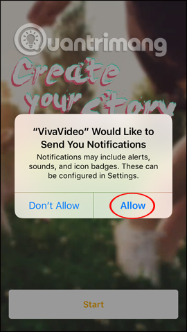 Nhận thông báo từ VivaVideo