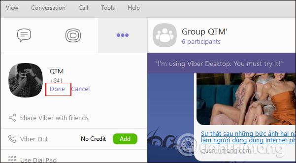 Đổi tên hiển thị Viber 