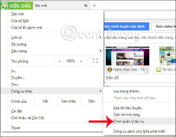 Quản lý các tab trên Cốc Cốc 