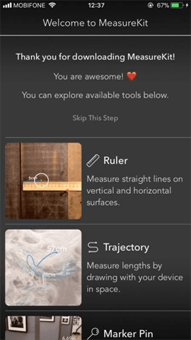 Giao diện MeasureKit