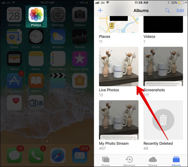 Chọn ảnh Live Photos 