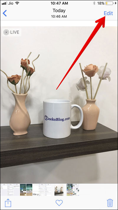 Chọn Edit để chỉnh sửa ảnh 