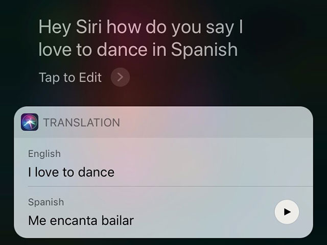 Siri có thể dịch được nhiều thứ tiếng