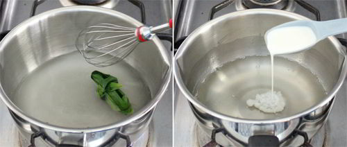 Đầu tiên nấu nước thạch 