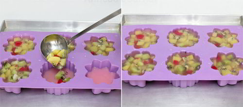 Múc thạch ra khuôn và cho vào tủ lạnh 