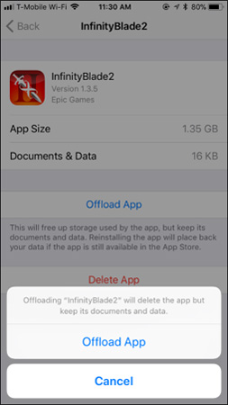 Nhấp chọn Offload App và tiếp tục nhấn Offload App để xác nhận