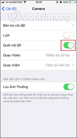 Quét mã QR trên iOS 11