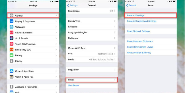 Thiết lập lại cài đặt