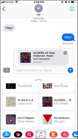 Chọn bài hát gửi iMessage
