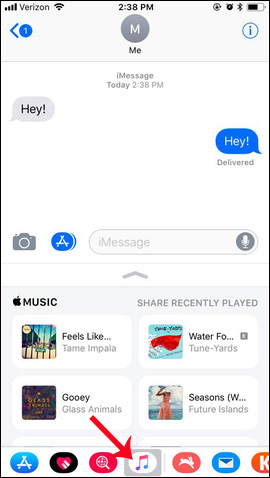 Gửi bài hát trên iMessage