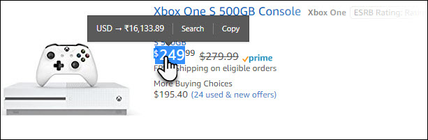 Bôi đen đơn vị tiền tệ muốn đổi và Opera sẽ tự động thực hiện