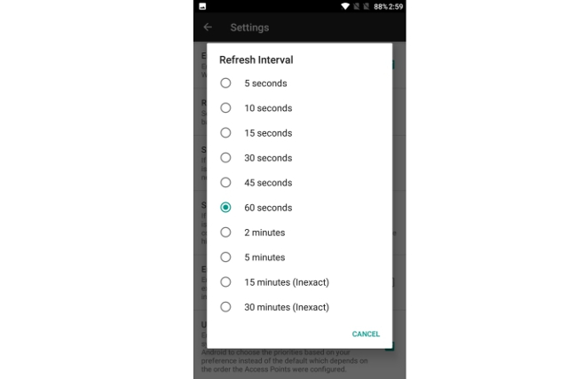 Chọn thời gian làm mới Wifi