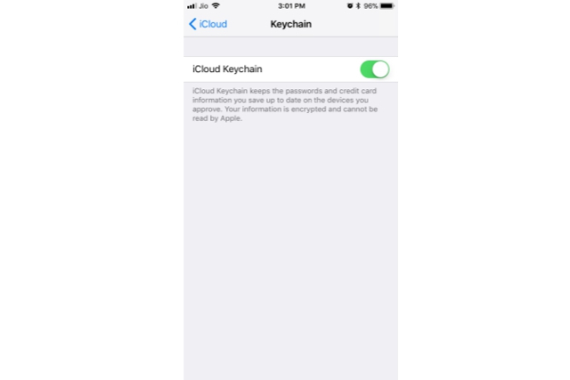 Chọn Keychain trên iPhone