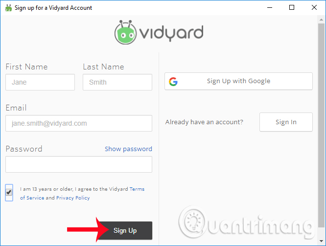 Tạo tài khoản ViewedIt