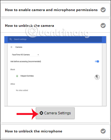Tùy chỉnh sử dụng Webcam