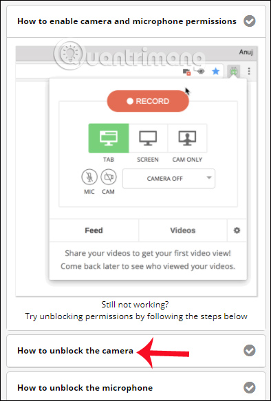 Chế độ quay video webcam