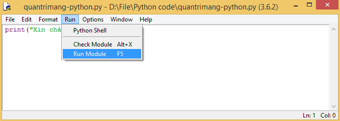 Cách cài đặt Python trên Windows, macOS, Linux Chay-code-python