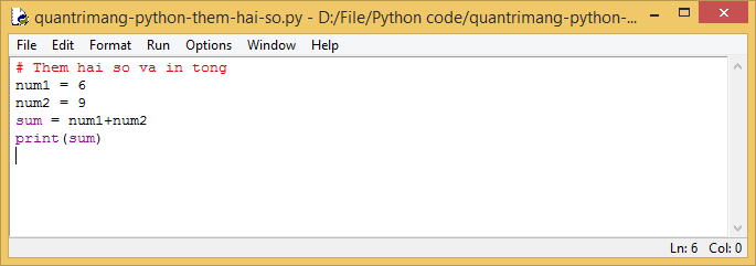 Chương trình Thêm hai số trên Python