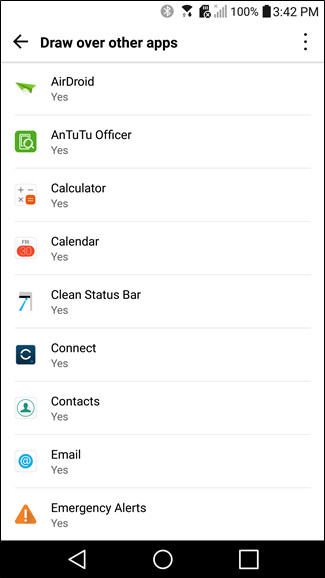 Các ứng dụng nổi trên màn hình trong thiết bị LG