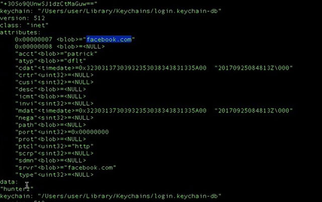 Kẻ tấn công có thể đánh cắp dữ liệu trên Plaintext Keychain