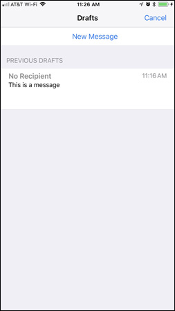 Nhấn giữ nút Compose để mở thư mục Drafts
