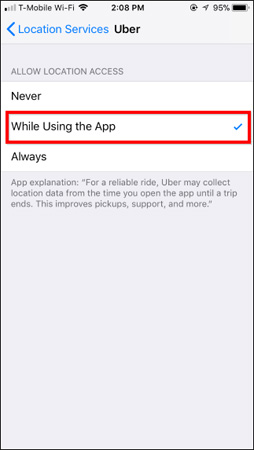 Chọn While Using the App