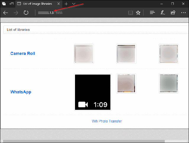 Gõ địa chỉ lên trình duyệt để truy cập kho dữ liệu iPhone