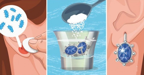 Cách vệ sinh khuyên tai bằng nước muối 