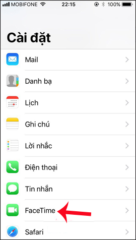 Nhấn chọn FaceTime