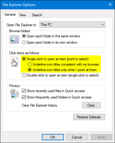 Mở file bằng 1 cú nhấp chuột trên Windows 10