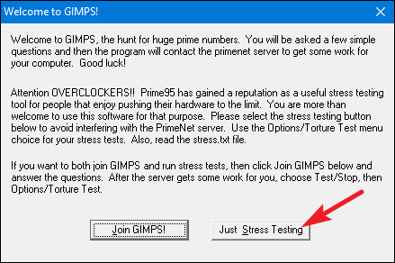 Chọn "Just Stress Testing"
