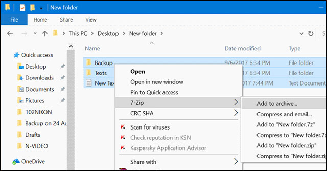 Nén tập tin hay thư mục muốn mã hóa bằng 7-Zip