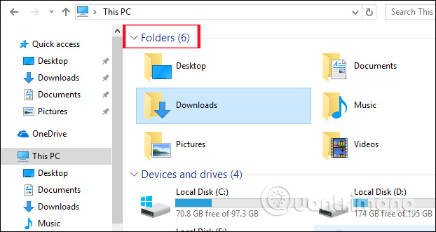 Hiện 6 thư mục trong This PC 