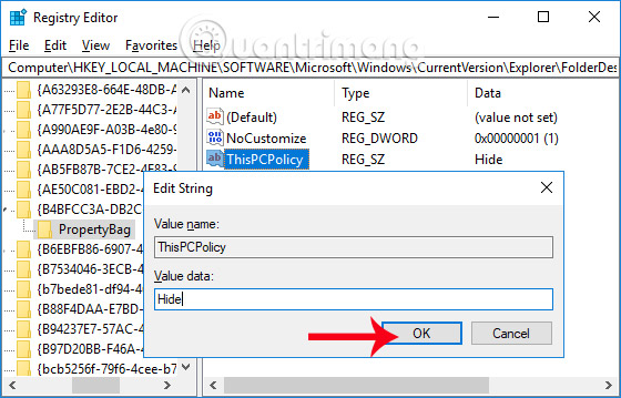 Chuyển Desktop về giá trị Hide 