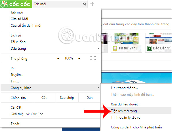 Tiện ích mở rộng trên trình duyệt