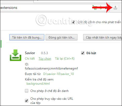 Cài đặt Savior trên Cốc Cốc