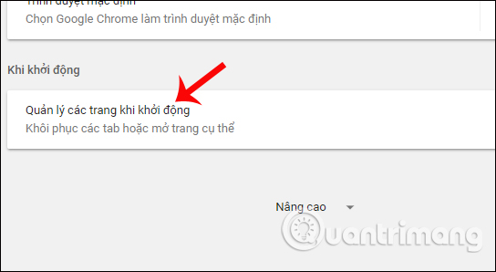 Thêm trang web mặc định trên Chrome