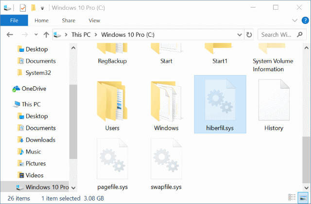 Tệp hyberfil.sys được tạo khi bật tính năng ngủ đông